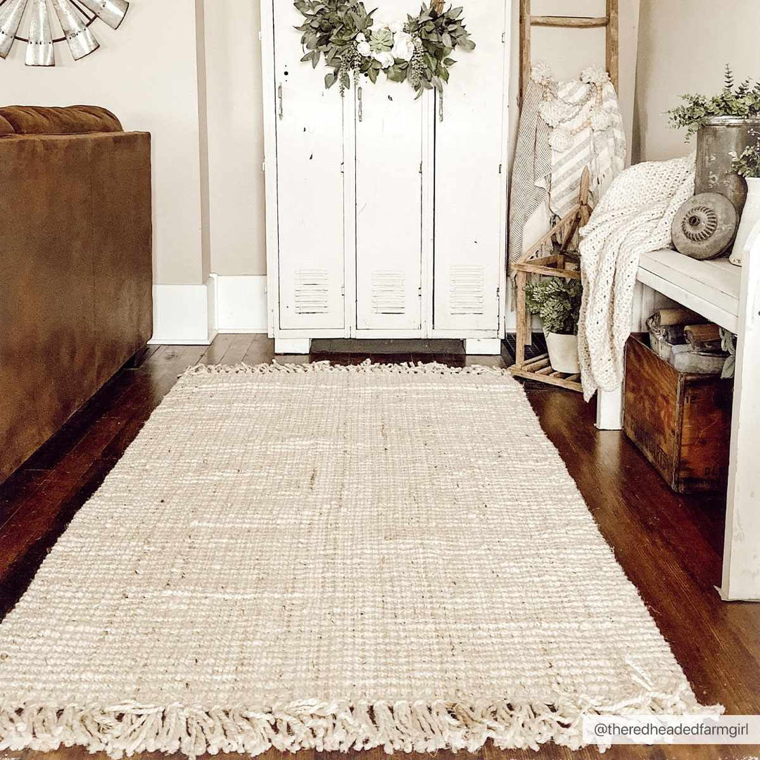 Contemporary Solid Hand Woven Tan Natural Fiber Jute Multi Size Area Rug - The Rug Decor