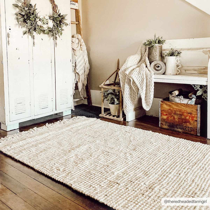 Contemporary Solid Hand Woven Tan Natural Fiber Jute Multi Size Area Rug - The Rug Decor