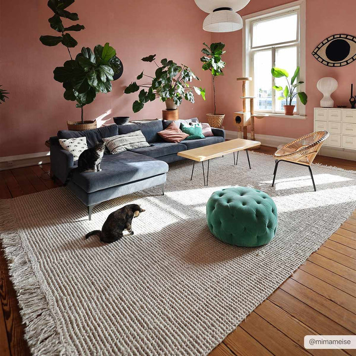 Contemporary Solid Hand Woven Tan Natural Fiber Jute Multi Size Area Rug - The Rug Decor