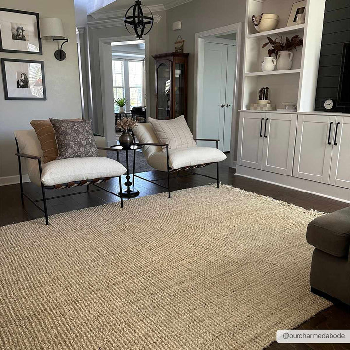 Contemporary Solid Hand Woven Tan Natural Fiber Jute Multi Size Area Rug - The Rug Decor