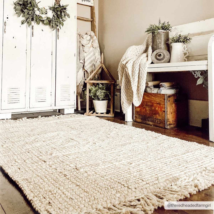 Contemporary Solid Hand Woven Tan Natural Fiber Jute Multi Size Area Rug - The Rug Decor