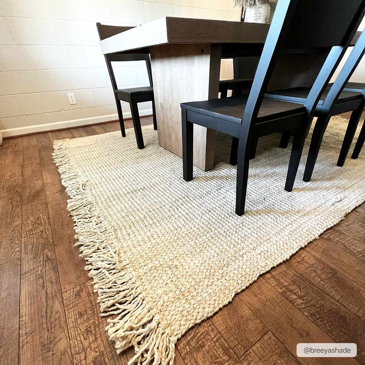 Contemporary Solid Hand Woven Tan Natural Fiber Jute Multi Size Area Rug - The Rug Decor