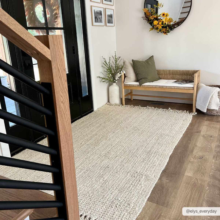 Contemporary Solid Hand Woven Tan Natural Fiber Jute Multi Size Area Rug - The Rug Decor