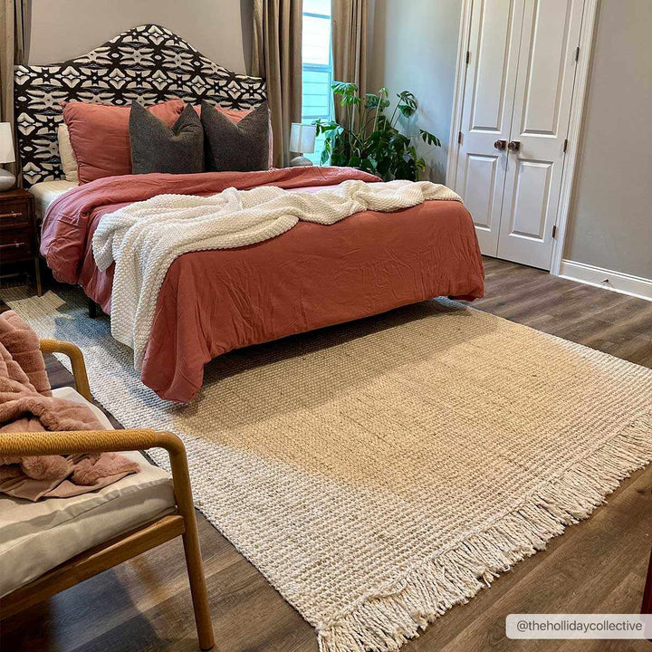 Contemporary Solid Hand Woven Tan Natural Fiber Jute Multi Size Area Rug - The Rug Decor