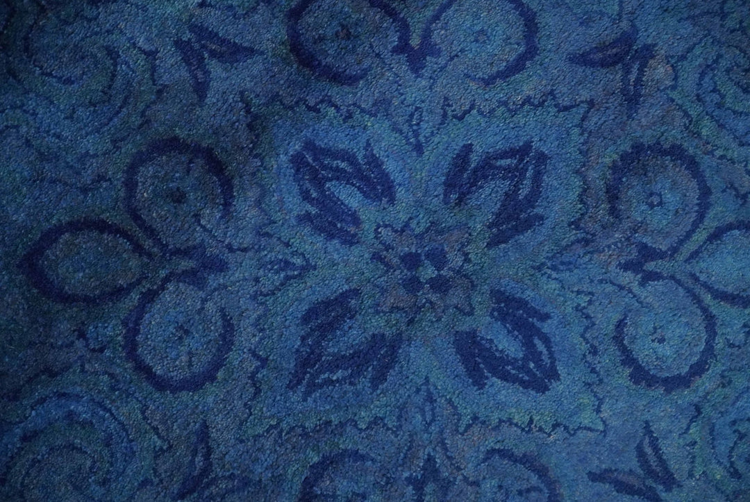 Contemporary Traditional Design Overdyed Wool 8x11 Blue Hand Tufted Wool Area Rug - The Rug Decor