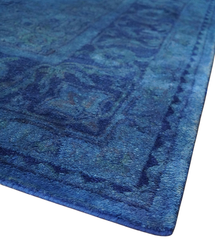 Contemporary Traditional Design Overdyed Wool 8x11 Blue Hand Tufted Wool Area Rug - The Rug Decor