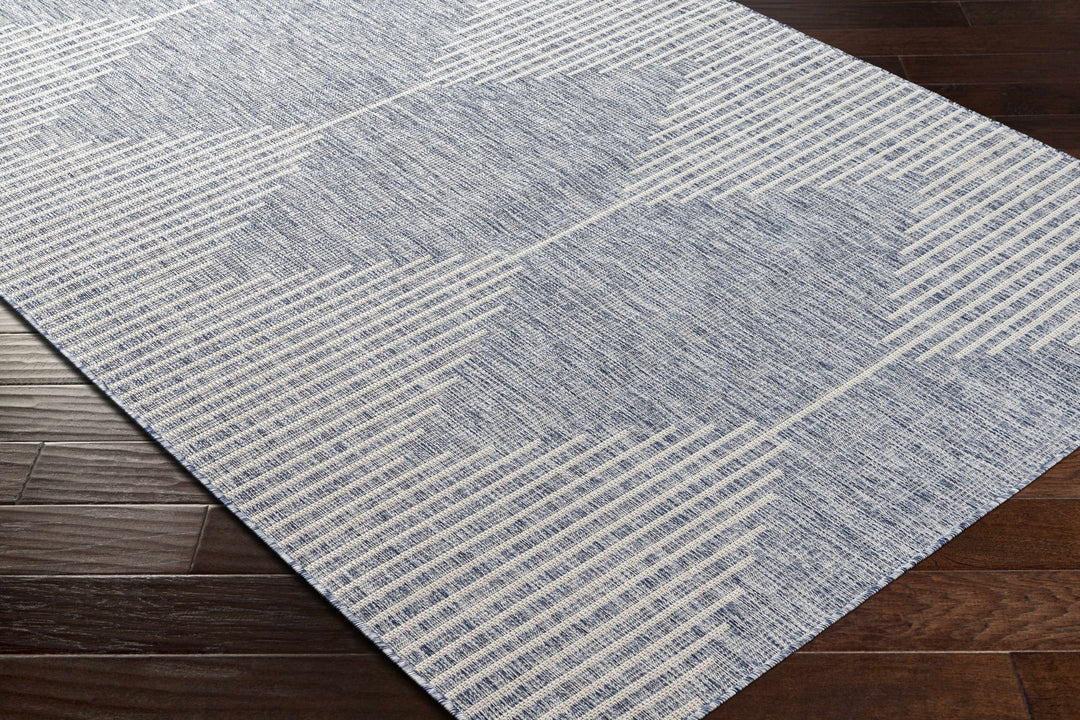 Contemporary Tribal Design Blue, Beige and Gray outdoor safe Area Rug - The Rug Decor