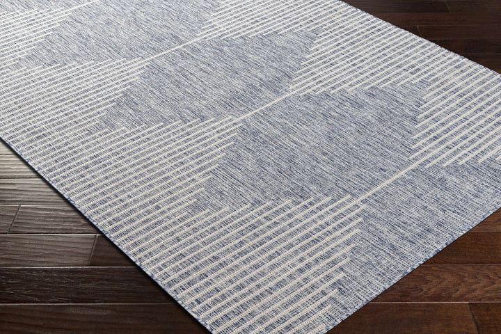 Contemporary Tribal Design Blue, Beige and Gray outdoor safe Area Rug - The Rug Decor