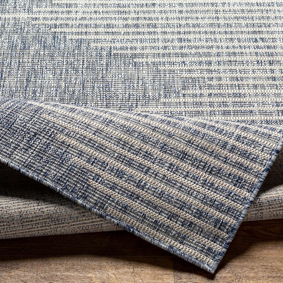 Contemporary Tribal Design Blue, Beige and Gray outdoor safe Area Rug - The Rug Decor