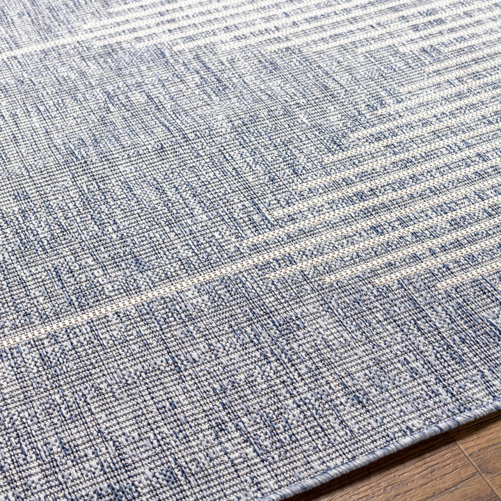 Contemporary Tribal Design Blue, Beige and Gray outdoor safe Area Rug - The Rug Decor