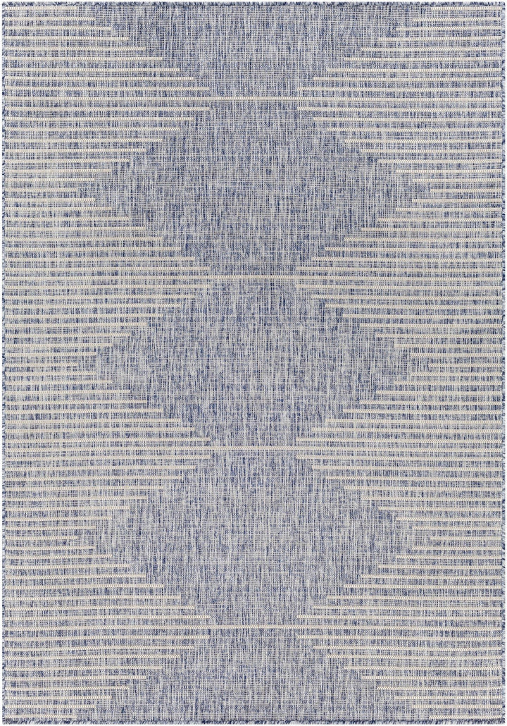 Contemporary Tribal Design Blue, Beige and Gray outdoor safe Area Rug - The Rug Decor