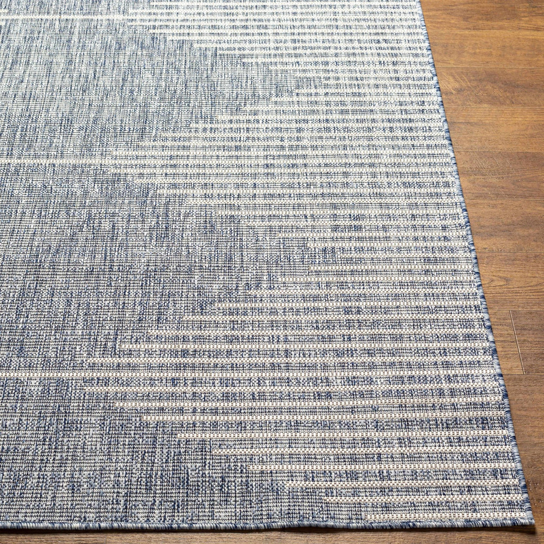 Contemporary Tribal Design Blue, Beige and Gray outdoor safe Area Rug - The Rug Decor
