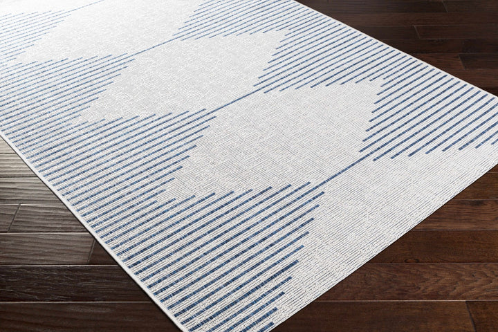 Contemporary Tribal Design Blue, Off-White and Beige Multi size Area Rug - The Rug Decor