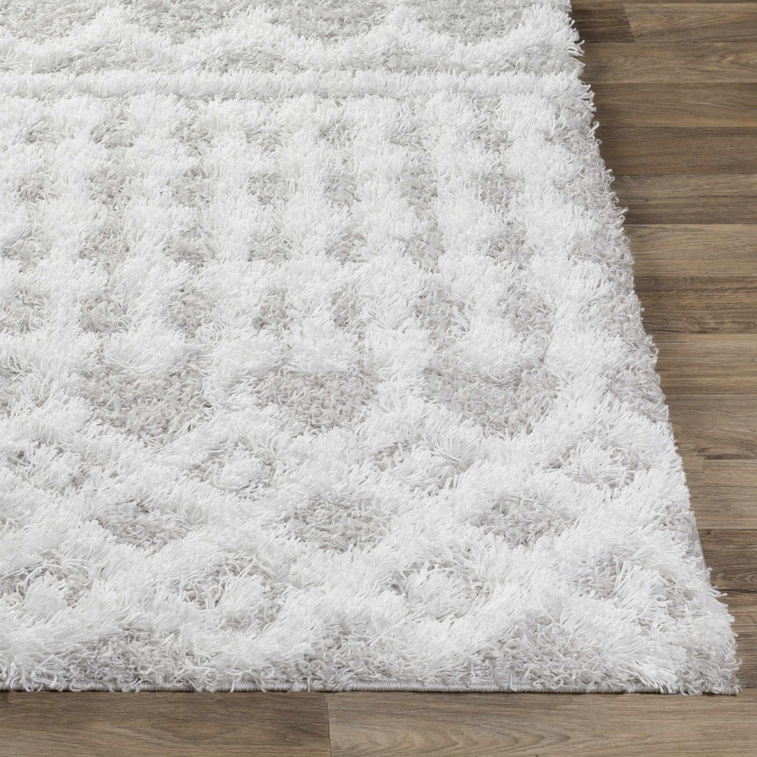 Contemporary White and Gray Plush pile Tribal Design Area Rug - The Rug Decor