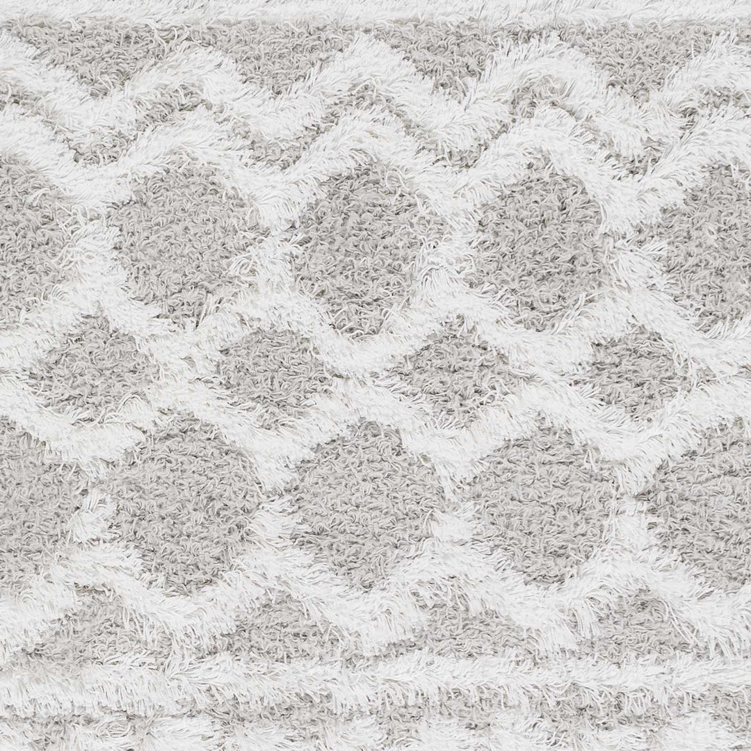 Contemporary White and Gray Plush pile Tribal Design Area Rug - The Rug Decor