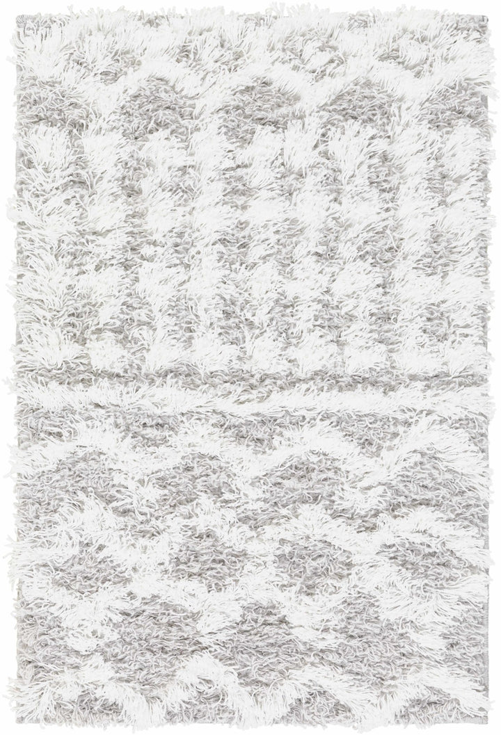 Contemporary White and Gray Plush pile Tribal Design Area Rug - The Rug Decor