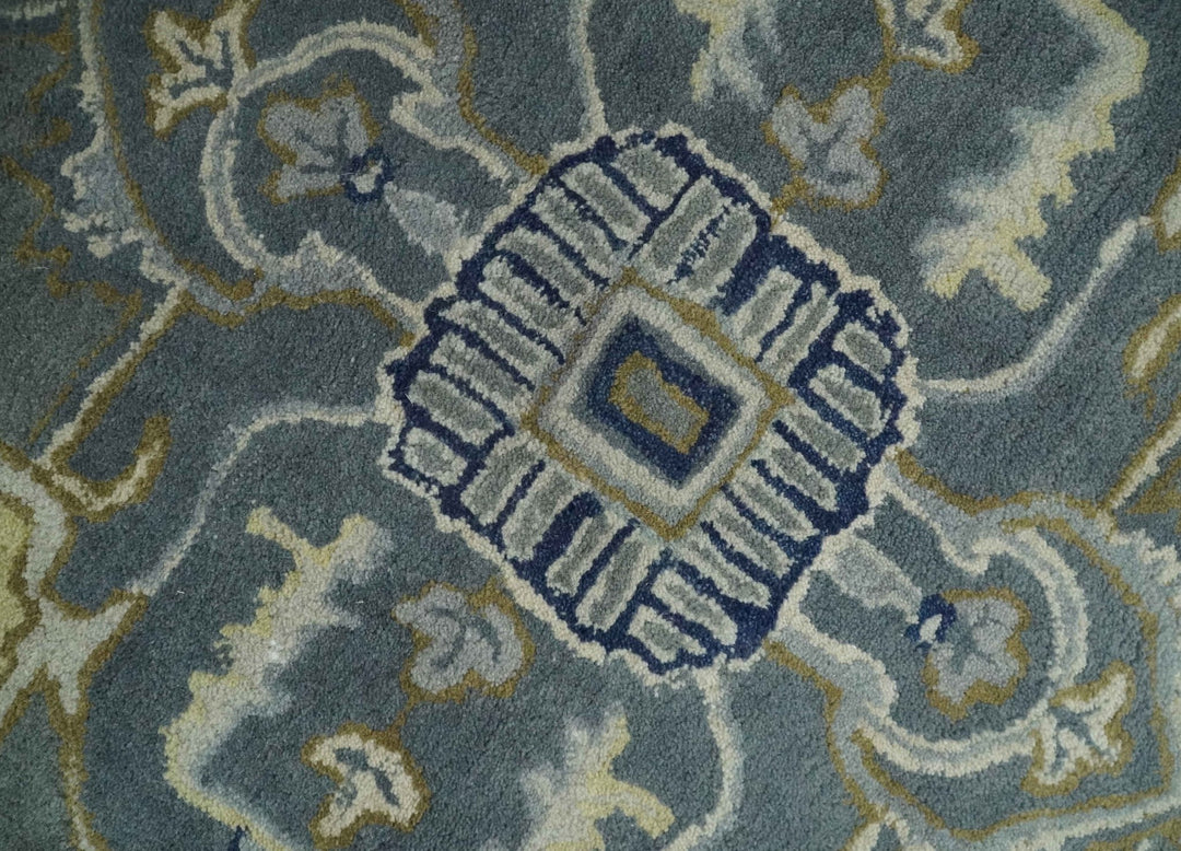 Custom Made Antique Style Gray, Blue and Beige Hand Tufted Traditional wool Area Rug - The Rug Decor