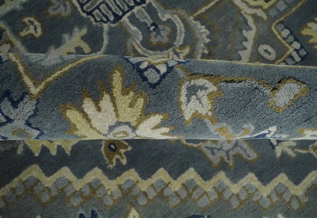 Custom Made Antique Style Gray, Blue and Beige Hand Tufted Traditional wool Area Rug - The Rug Decor