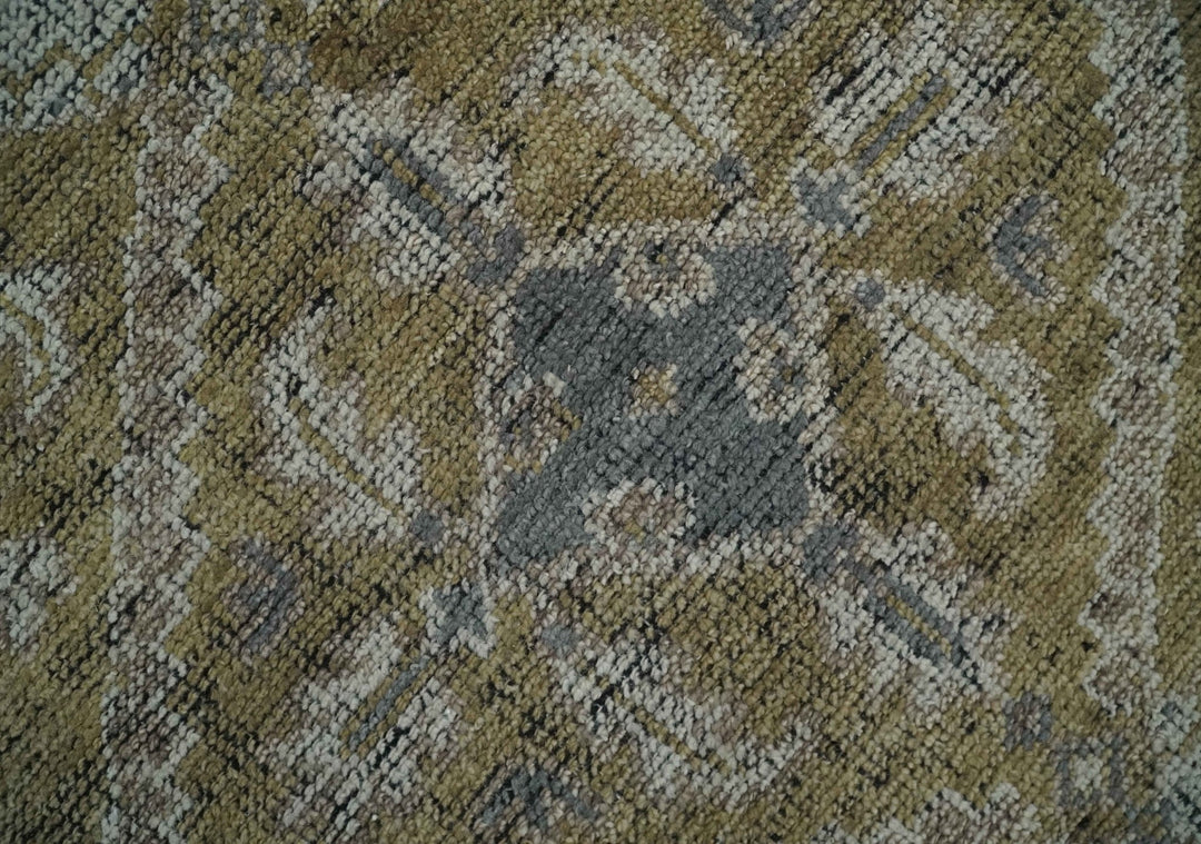 Custom Made Antique Style Hand Knotted Olive, Silver and Charcoal Traditional Wool Area Rug - The Rug Decor