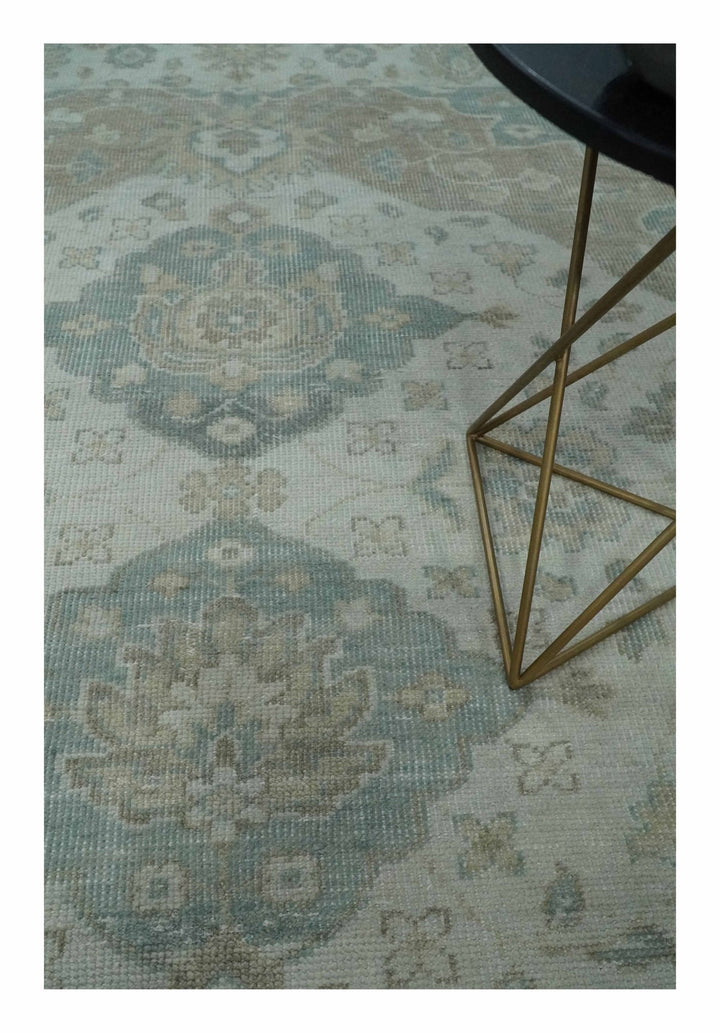 Custom Made Antique Style Neutral Ivory and Camel Custom Made wool Area Rug - The Rug Decor