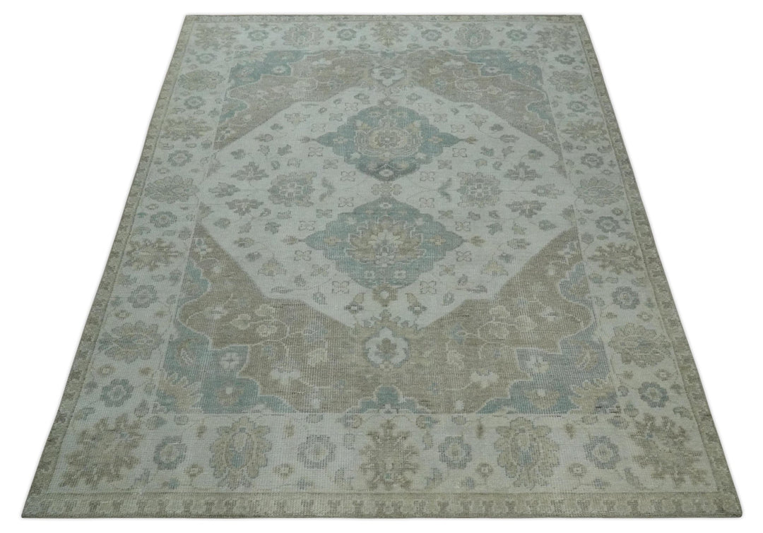 Custom Made Antique Style Neutral Ivory and Camel Custom Made wool Area Rug - The Rug Decor