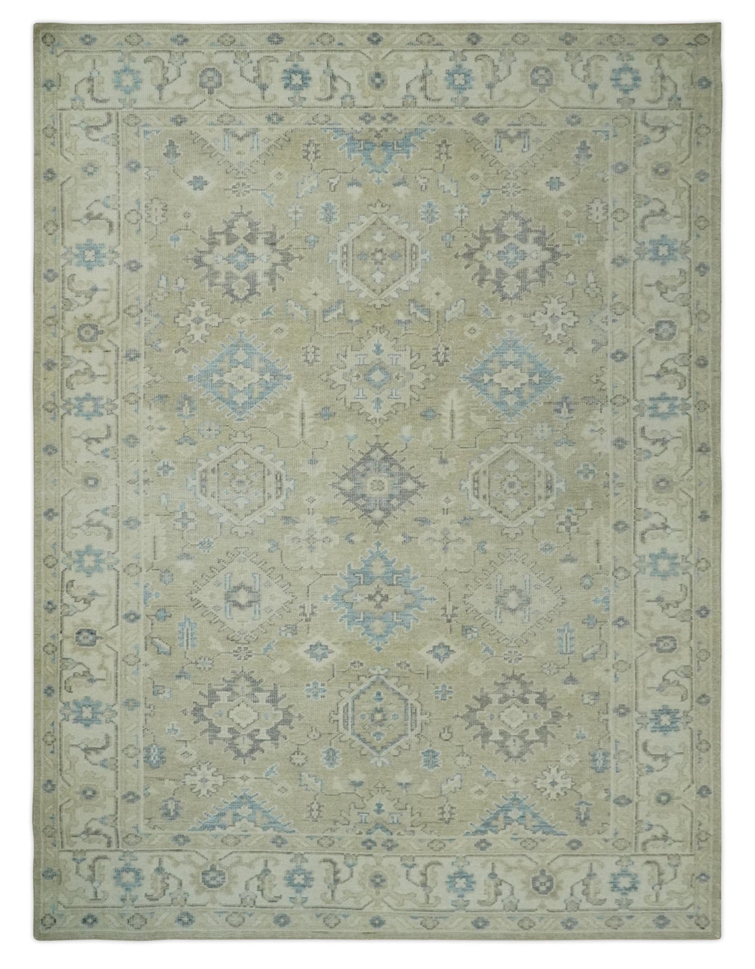 Custom Made Beige and Ivory Hand knotted Traditional Oushak wool Area Rug - The Rug Decor