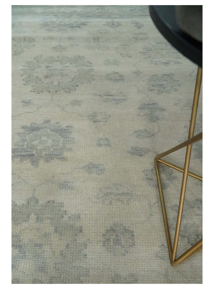 Custom Made Beige and Light Green Hand knotted Traditional Oushak Multi Size wool Area Rug - The Rug Decor