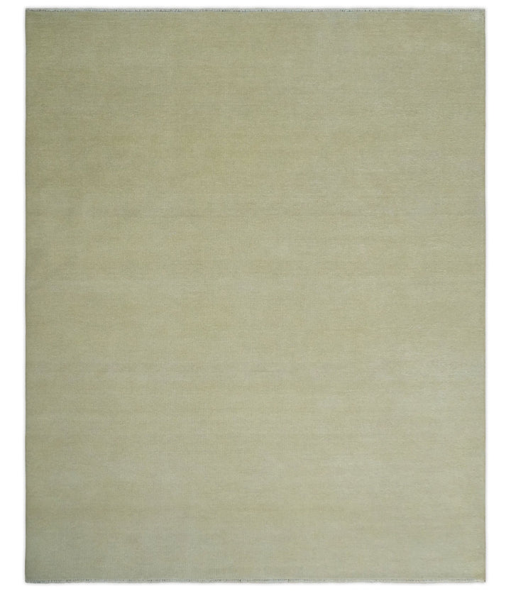 Custom Made Beige Modern Solid Hand knotted wool Area Rug - The Rug Decor
