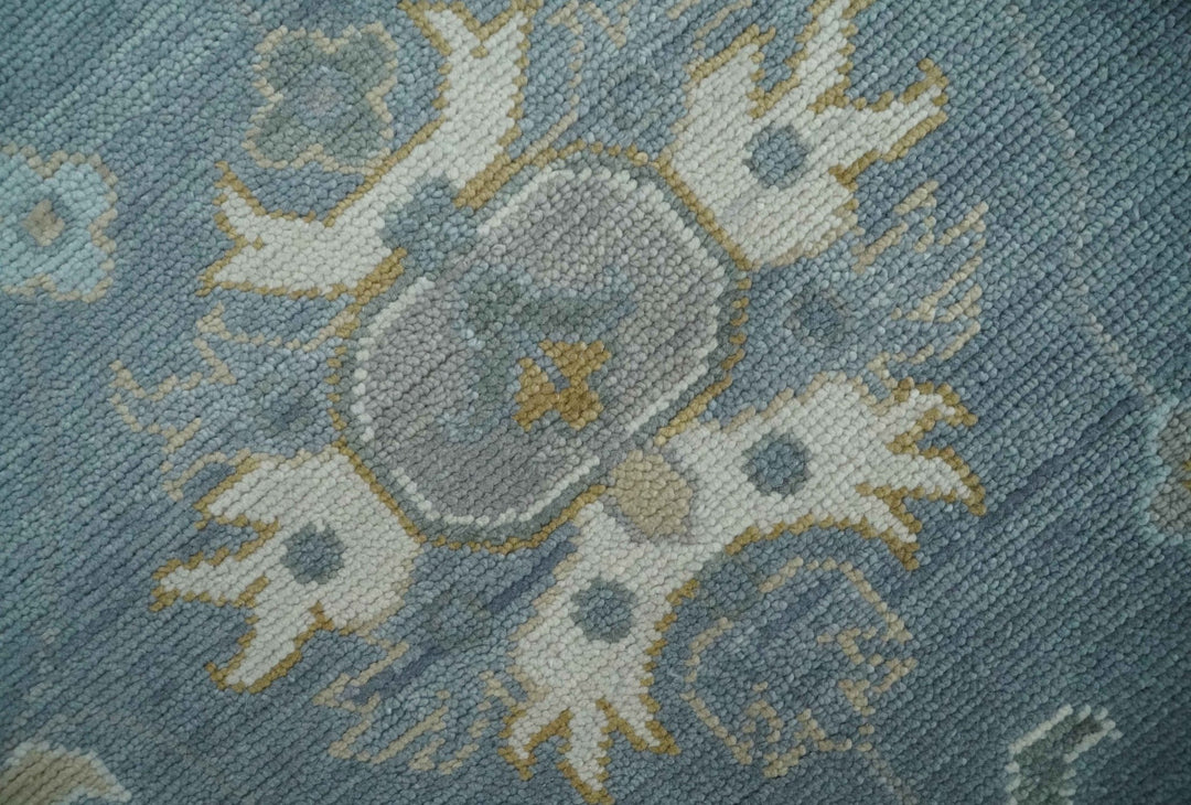 Custom Made Blue and Aqua Hand Knotted Traditional Oushak Wool Area Rug - The Rug Decor