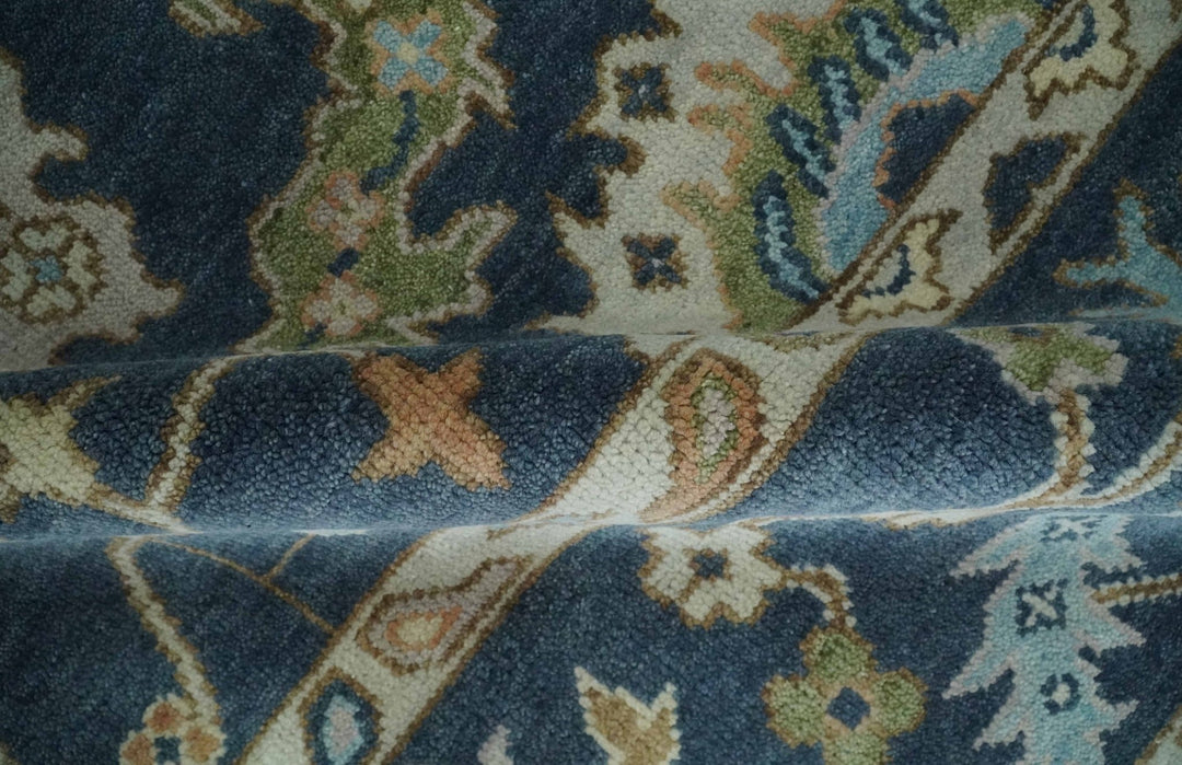 Custom Made Blue, Beige and Green Multi size Hand knotted Traditional Oushak Wool Area Rug - The Rug Decor