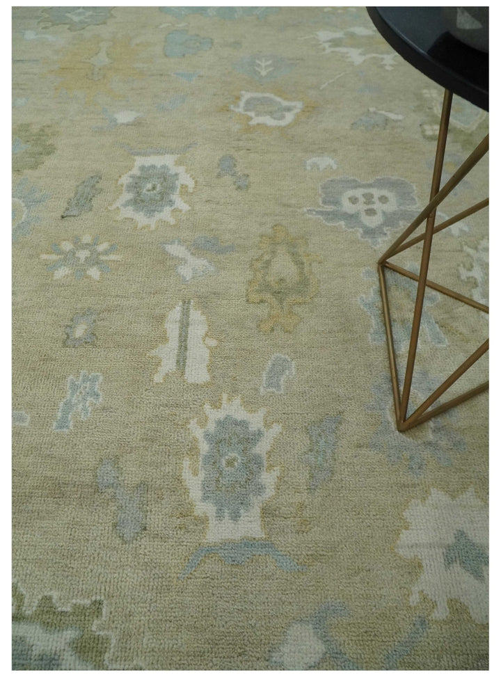Custom Made Earthy Hand Knotted Beige and Ivory Traditional Multi Size Wool Area Rug - The Rug Decor
