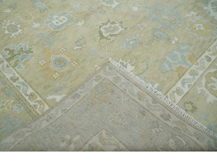 Custom Made Earthy Hand Knotted Beige and Ivory Traditional Multi Size Wool Area Rug - The Rug Decor