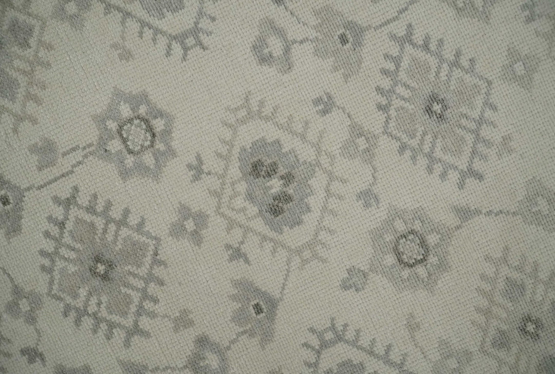 Custom Made Fine Hand Knotted Ivory and Charcoal Style Hand knotted Wool Area Rug - The Rug Decor