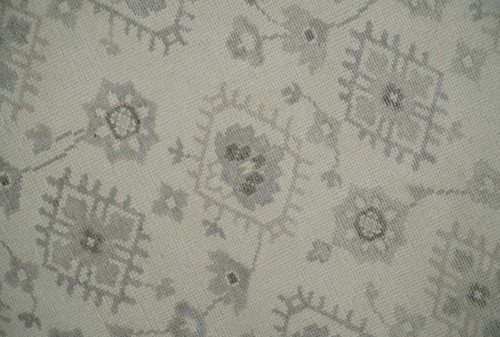 Custom Made Fine Hand Knotted Ivory and Charcoal Style Hand knotted Wool Area Rug - The Rug Decor