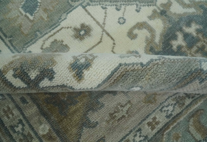 Custom Made Gray, Ivory and Silver Hand knotted Traditional Medallion wool Area Rug - The Rug Decor