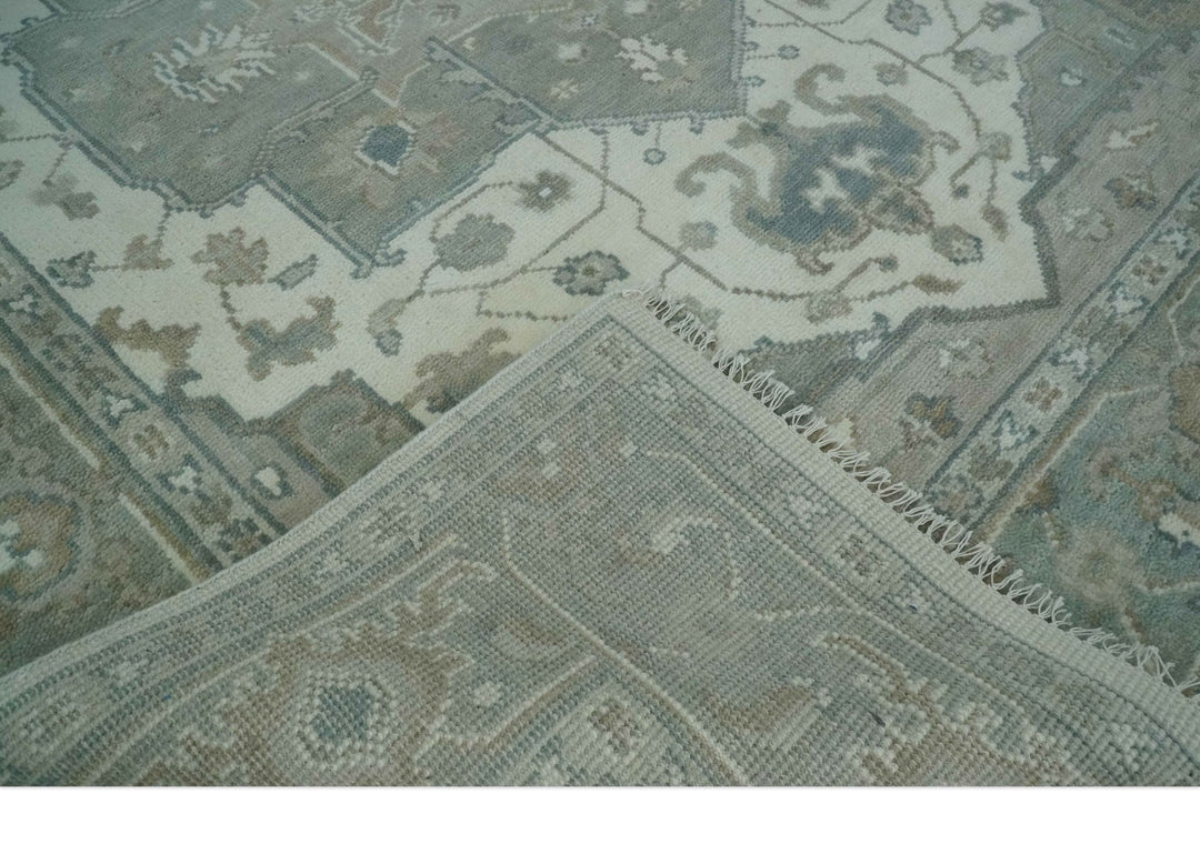 Custom Made Gray, Ivory and Silver Hand knotted Traditional Medallion wool Area Rug - The Rug Decor