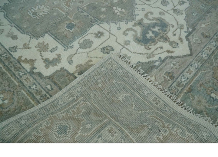 Custom Made Gray, Ivory and Silver Hand knotted Traditional Medallion wool Area Rug - The Rug Decor