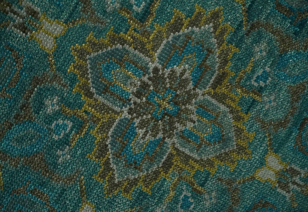 Custom Made Green Hand Knotted Antique Style Multi Size Traditional Wool Rug - The Rug Decor