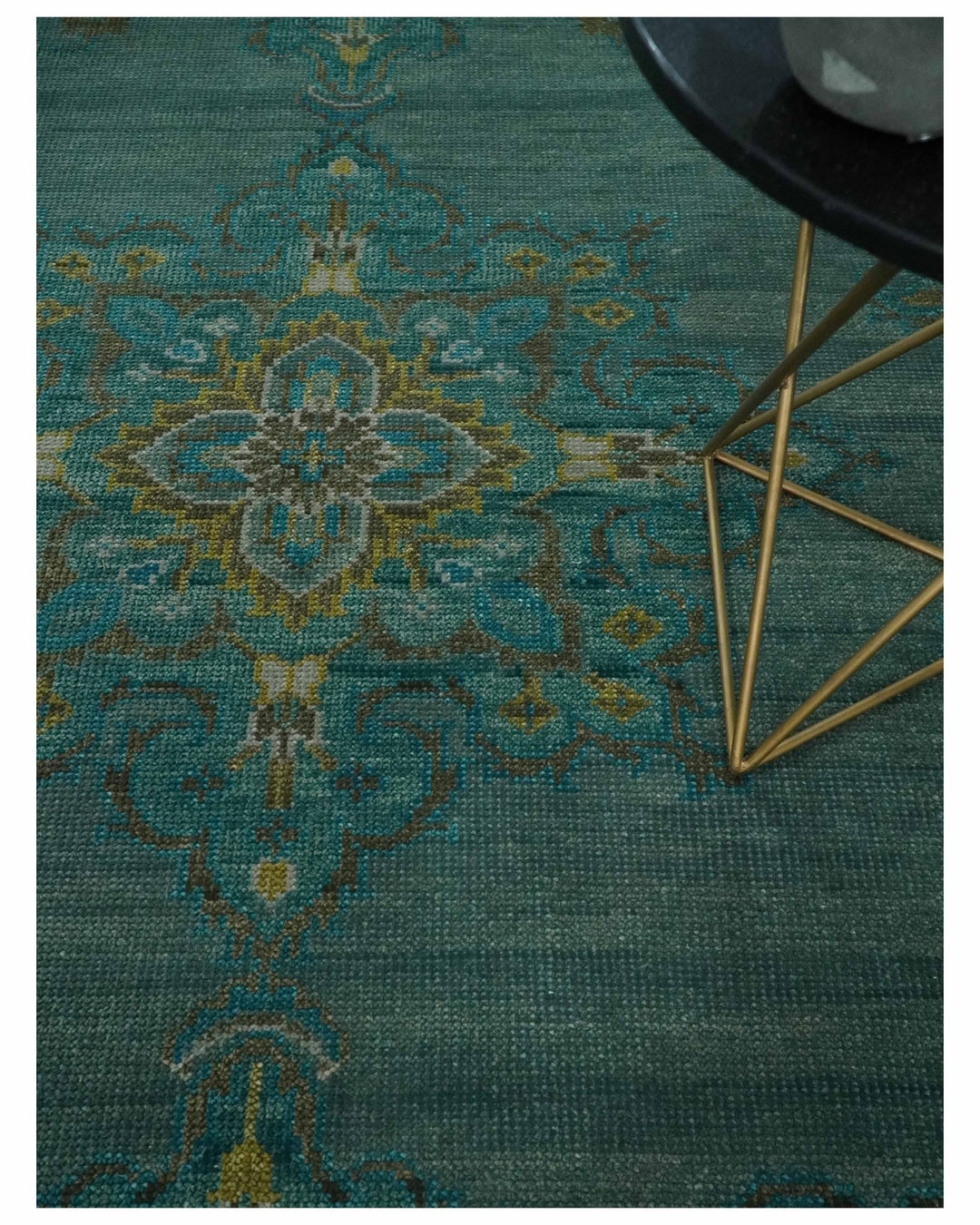 Custom Made Green Hand Knotted Antique Style Multi Size Traditional Wool Rug - The Rug Decor