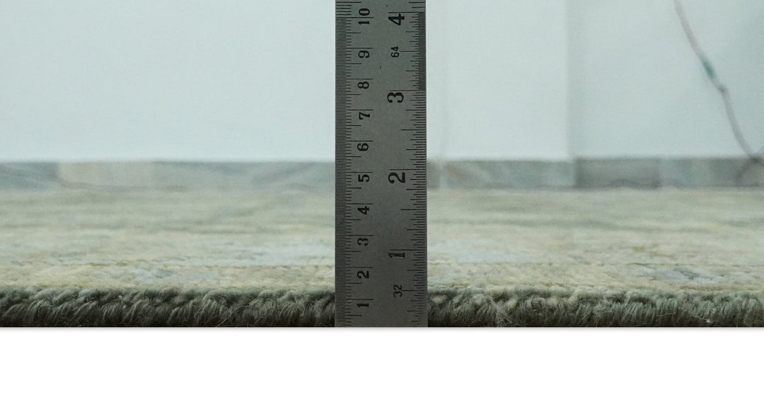 Custom Made Green, Silver and Olive Hand knotted Traditional Oushak Wool Area Rug - The Rug Decor