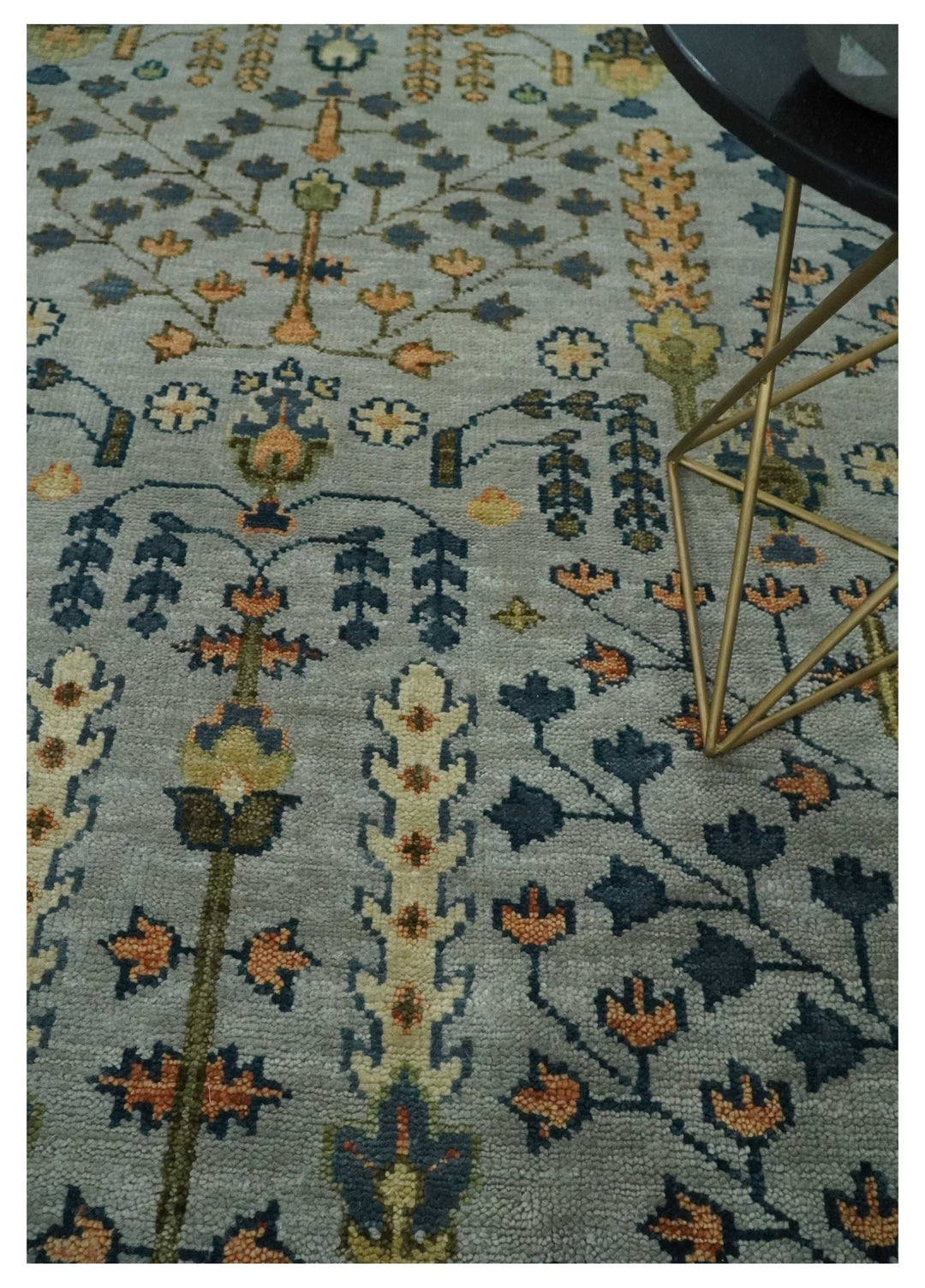 Custom Made Hand Knotted 8x10, 9x12 Living Room and Bedroom Rug Rust and Silver Traditional Turkish Style Wool Rug - The Rug Decor