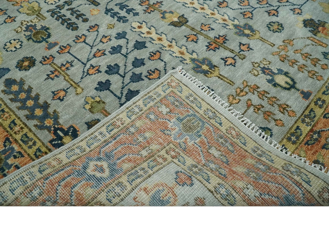 Custom Made Hand Knotted 8x10, 9x12 Living Room and Bedroom Rug Rust and Silver Traditional Turkish Style Wool Rug - The Rug Decor
