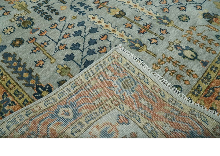 Custom Made Hand Knotted 8x10, 9x12 Living Room and Bedroom Rug Rust and Silver Traditional Turkish Style Wool Rug - The Rug Decor