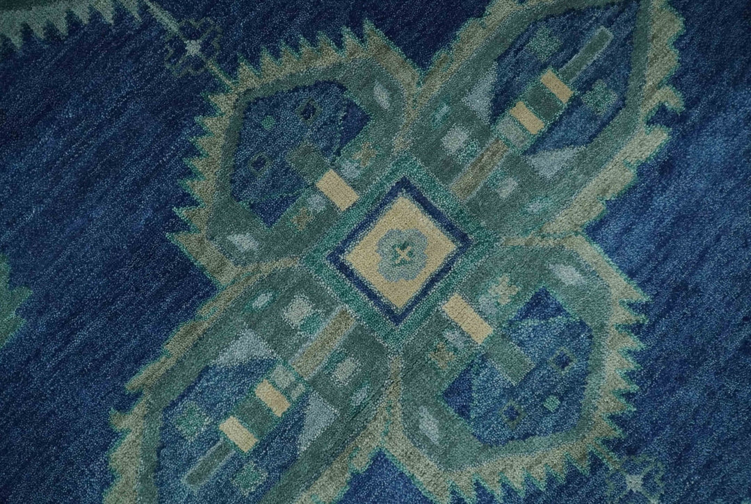 Custom Made Hand Knotted Blue and Silver Traditional Antique Style Wool Rug - The Rug Decor