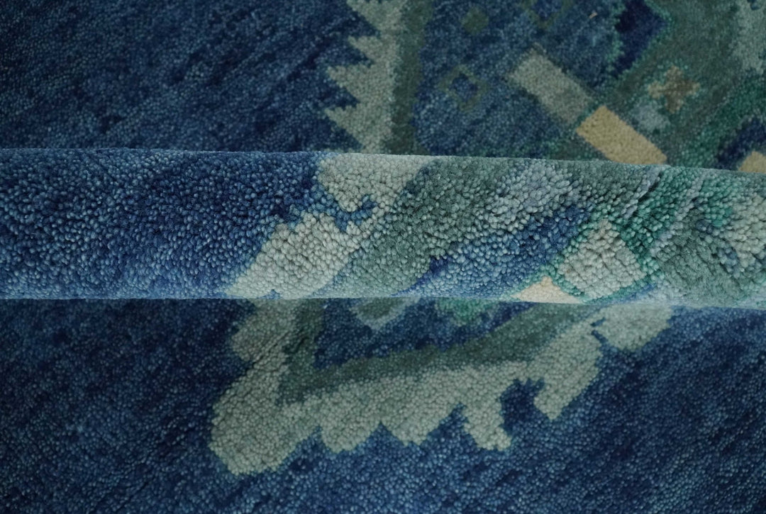 Custom Made Hand Knotted Blue and Silver Traditional Antique Style Wool Rug - The Rug Decor