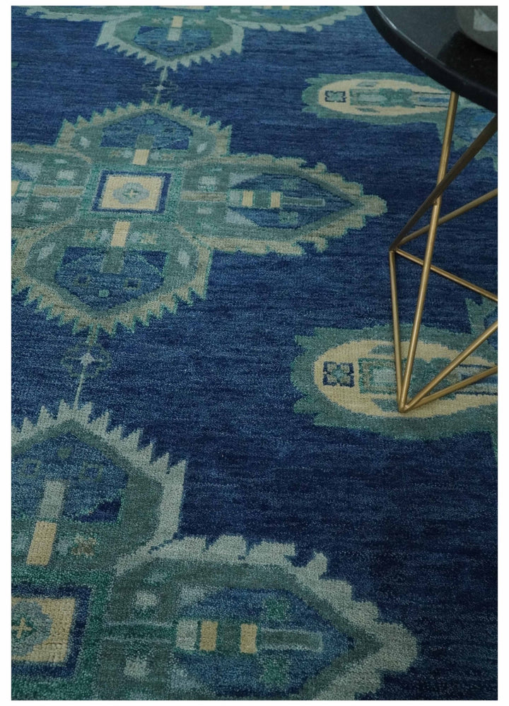 Custom Made Hand Knotted Blue and Silver Traditional Antique Style Wool Rug - The Rug Decor