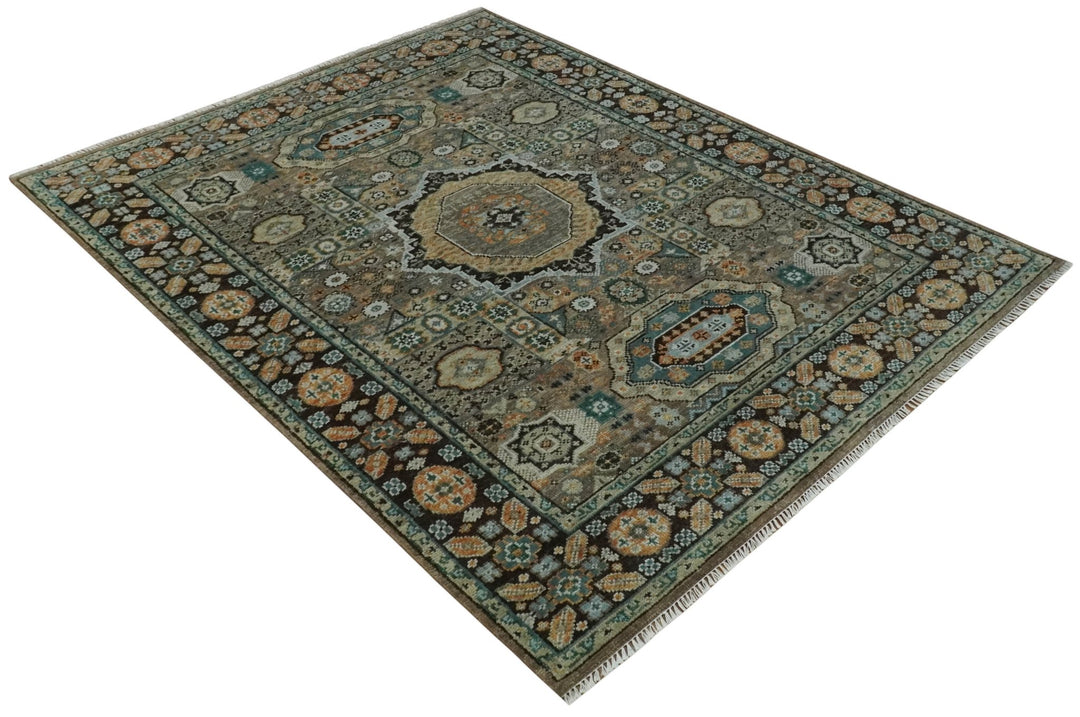 Custom Made Hand Knotted Brown, Black and Silver Traditional Wool Rug - The Rug Decor