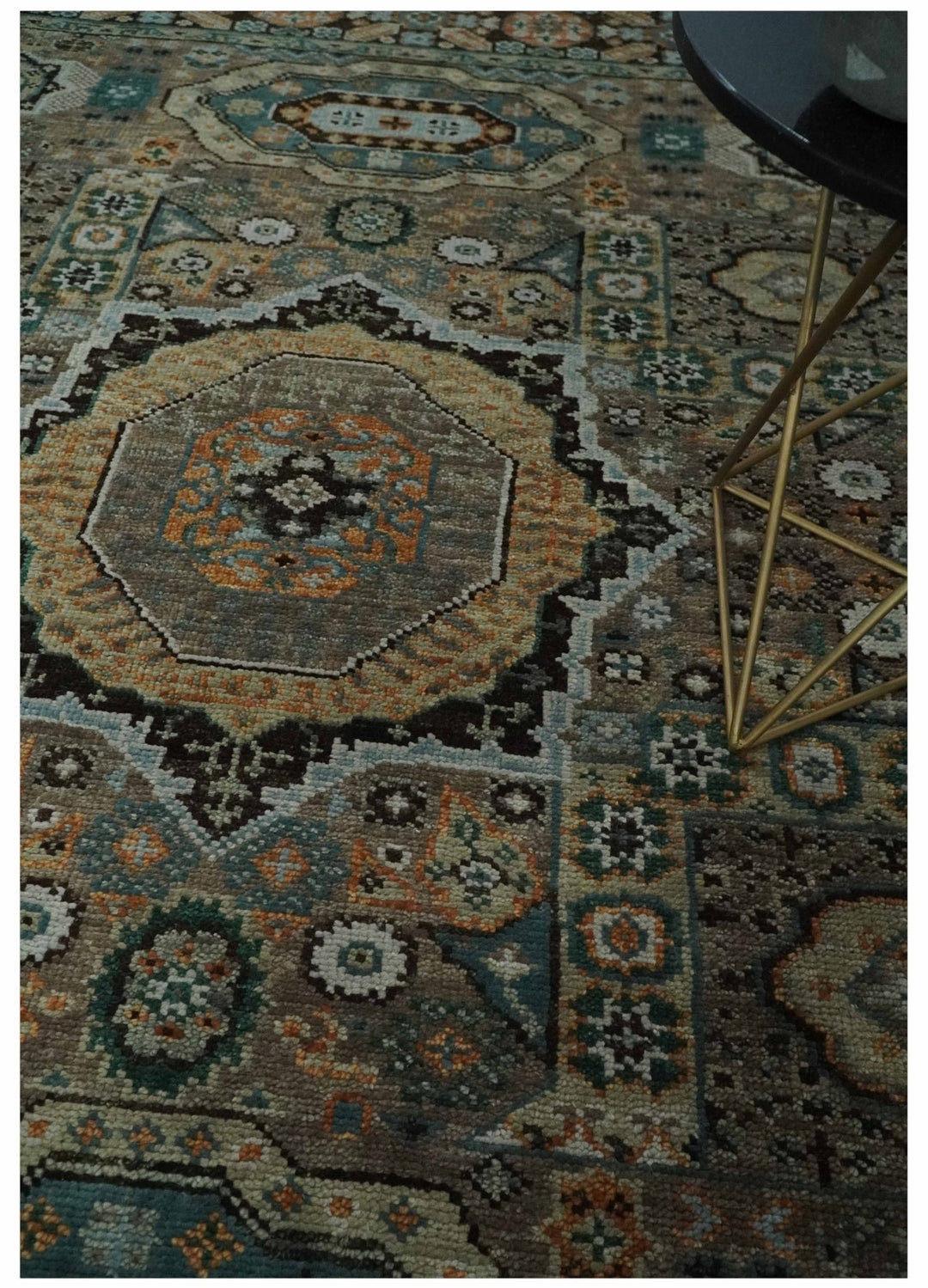 Custom Made Hand Knotted Brown, Black and Silver Traditional Wool Rug - The Rug Decor