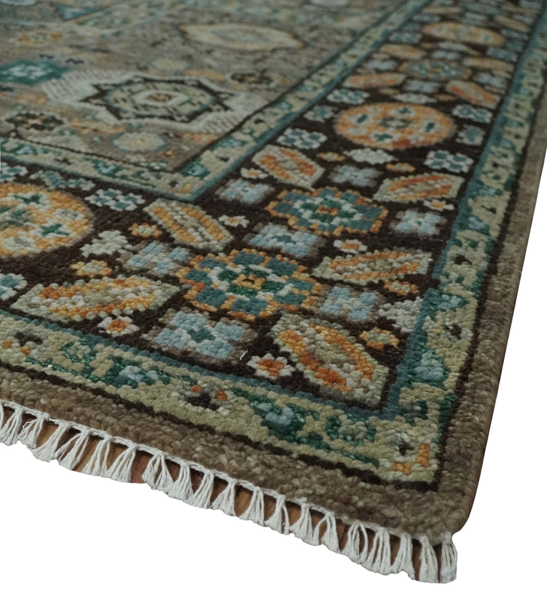 Custom Made Hand Knotted Brown, Black and Silver Traditional Wool Rug - The Rug Decor