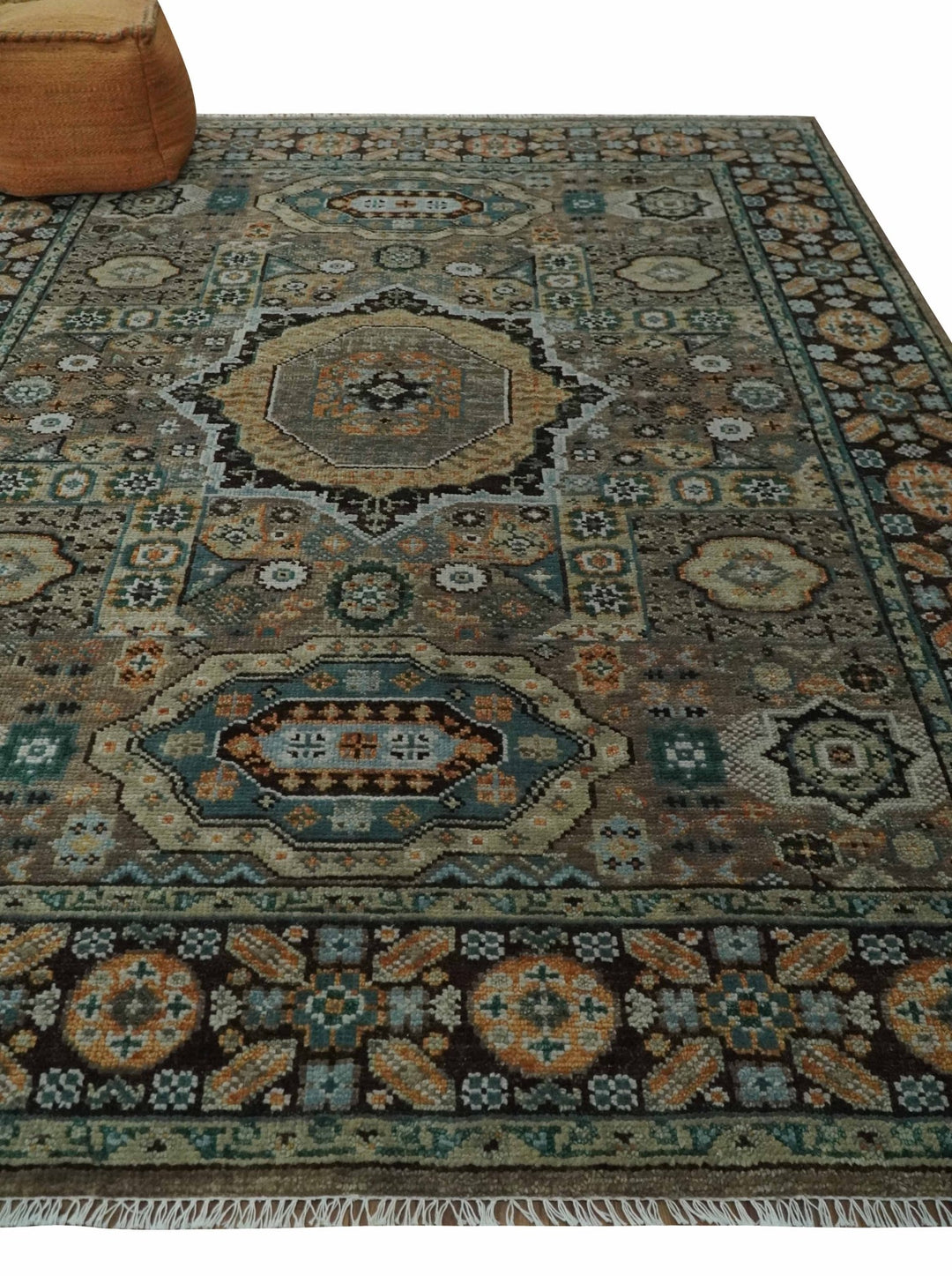 Custom Made Hand Knotted Brown, Black and Silver Traditional Wool Rug - The Rug Decor